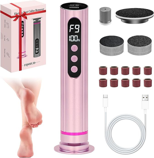 Electric Foot Callus Remover - 2 in 1 Electric Foot File,Adjustable Speed Foot File with Sandpaper Discs & Grinding Heads, 9 Speeds Callus Remover for Feet, Pedicure Tools for Valentine's Day Gift-Velvo Beauty