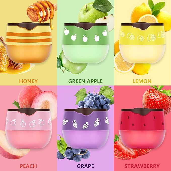 DMSKY 6 PCS Bee Lip Balm Honey Pot, Propolis Lip Mask Overnight, Moisturizing Hydrating Lip Sleeping Mask Prevention Dry and Cracked, Reduce Lip Lines-Velvo Beauty