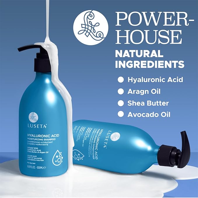 Luseta Hyaluronic Acid Moisturizing Shampoo & Conditioner Set for Dry and Damaged Hair, Sulfate Free Shampoo and Conditioner for Women Infused with Argan Oil and Shea Butter Paraben-Free2 x 16.9oz-Velvo Beauty