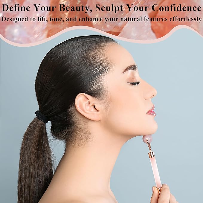 Natural Jade Roller for Face - Aging Wrinkles, Puffiness Facial Skin Massager Treatment Therapy - Premium Jade Stone, by Crystal Lemon (Rose Quartz)-Velvo Beauty