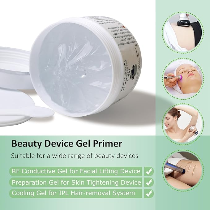 Preparation Gel – RF Conductive Gel with Hyaluronic Acid for Use With Radio Frequency Face and Body Machines, Skin Cooling Gel Primer for IPL Hair Removal Device-Velvo Beauty