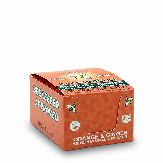 Beessential Natural Bulk Lip Balm, Orange Ginger, 18 Pack | For Men, Women, and Children. Great for Gifts, Showers, & More-Velvo Beauty
