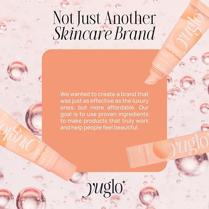 YUGLO Lip Sleeping Mask with Multi-Peptides | Peach Flavor | Hydrating & Plumping Lip Treatment for Dry, Chapped Lips | Nourishes & Moisturizes | Overnight Lip Repair-Velvo Beauty