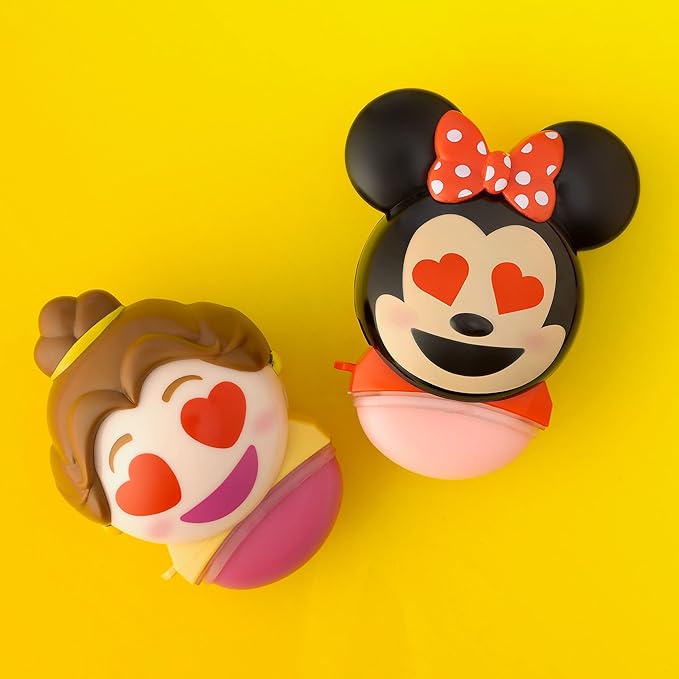 Lip Smacker Disney Minnie Mouse and Beauty And The Beast Belle Emoji Lip Balm Duo, Flavored Strawberry Lemonade, Bow-nade, 2 Pack-Velvo Beauty