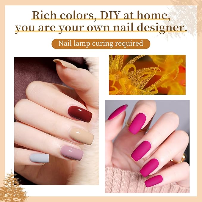 JODSONE 60 PCS Gel Nail Polish Set with 5 Bottles of Base and Glossy Matte Top Coat Soak off Gel Nail Set Suitable for All Seasons Gifts-Velvo Beauty