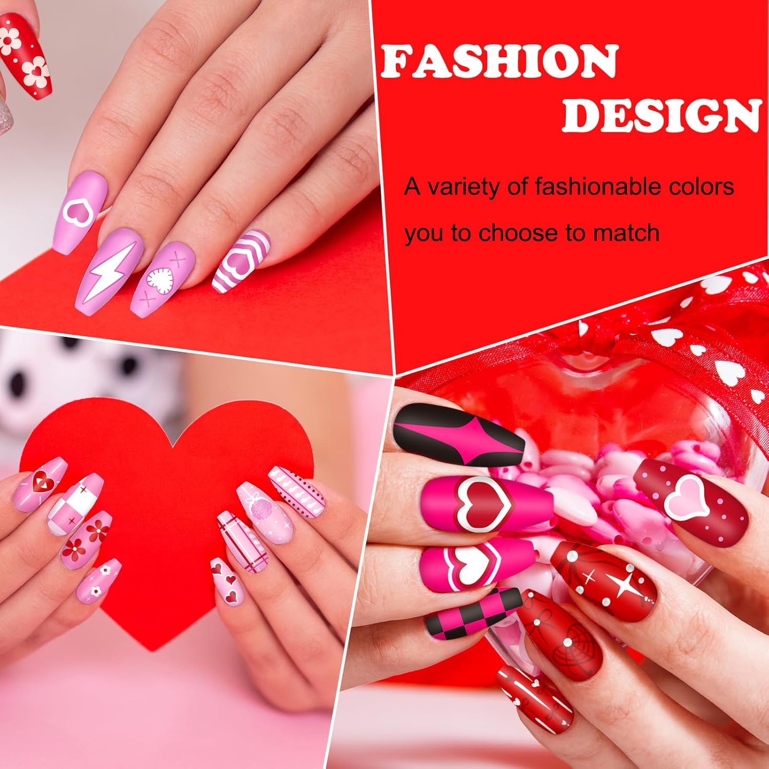 Whaline 6Pcs Happy Valentine Nail Plates Stamping Set Love Heart Stamp Templates Nail Art Plates for DIY Print Manicure Salon Design-Velvo Beauty