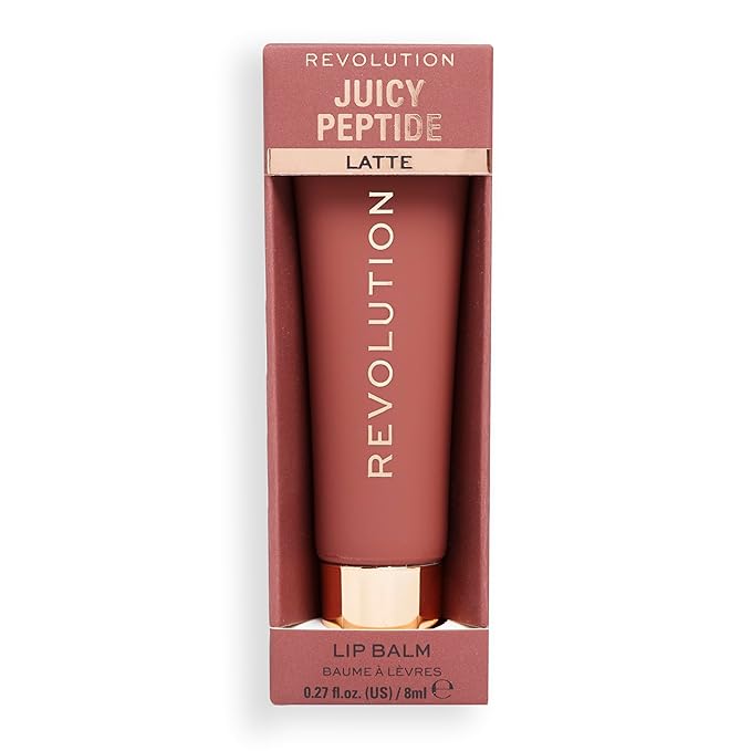 Revolution Beauty, Juicy Peptide Lip Balm, Hydrating & Plumping Lip Balm with Sheer Color, Infused with Vitamin E & Peptides, Nude Latte, 0.27 Fl. Oz-Velvo Beauty