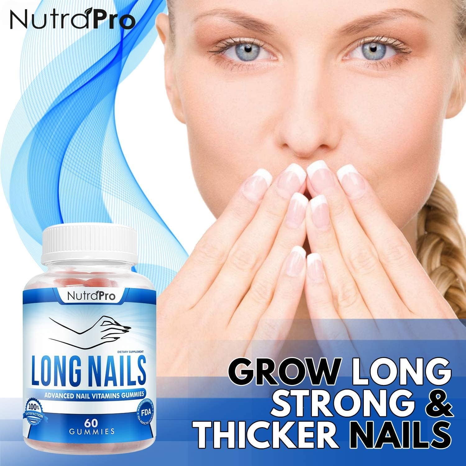 NutraPro Nail Growth Vitamins for Stronger Nail - No More Chipped Nails.Nail Strengthener and Growth Supplement Gummies – Grow Strong Long Nails with Biotin and Collagen Gummies.-Velvo Beauty