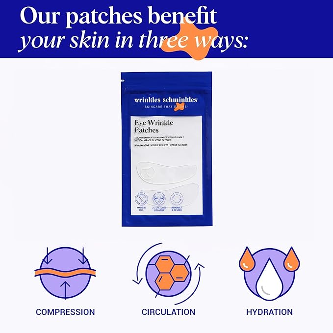 Wrinkles Schminkles Under Eye Wrinkle Patches, Smooth Eye Wrinkles, Crows Feet & Dark Circles Overnight, 1 Pair Reusable Medical Grade Silicone Patches-Velvo Beauty