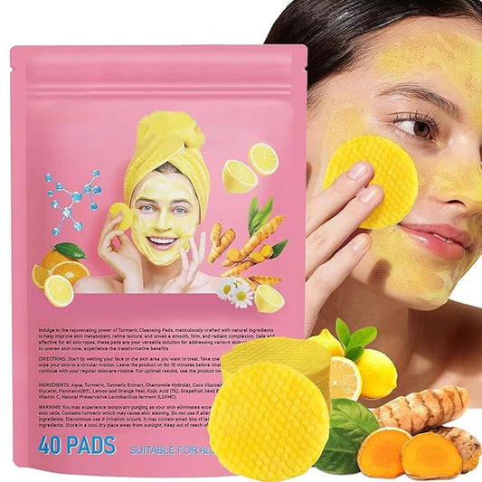 40 PCS Turmeric Kojic Acid Cleansing Pads,Turmeric and Kojic Acid Face Pads,Turmeric Kojic Acid Pads for Face-Velvo Beauty