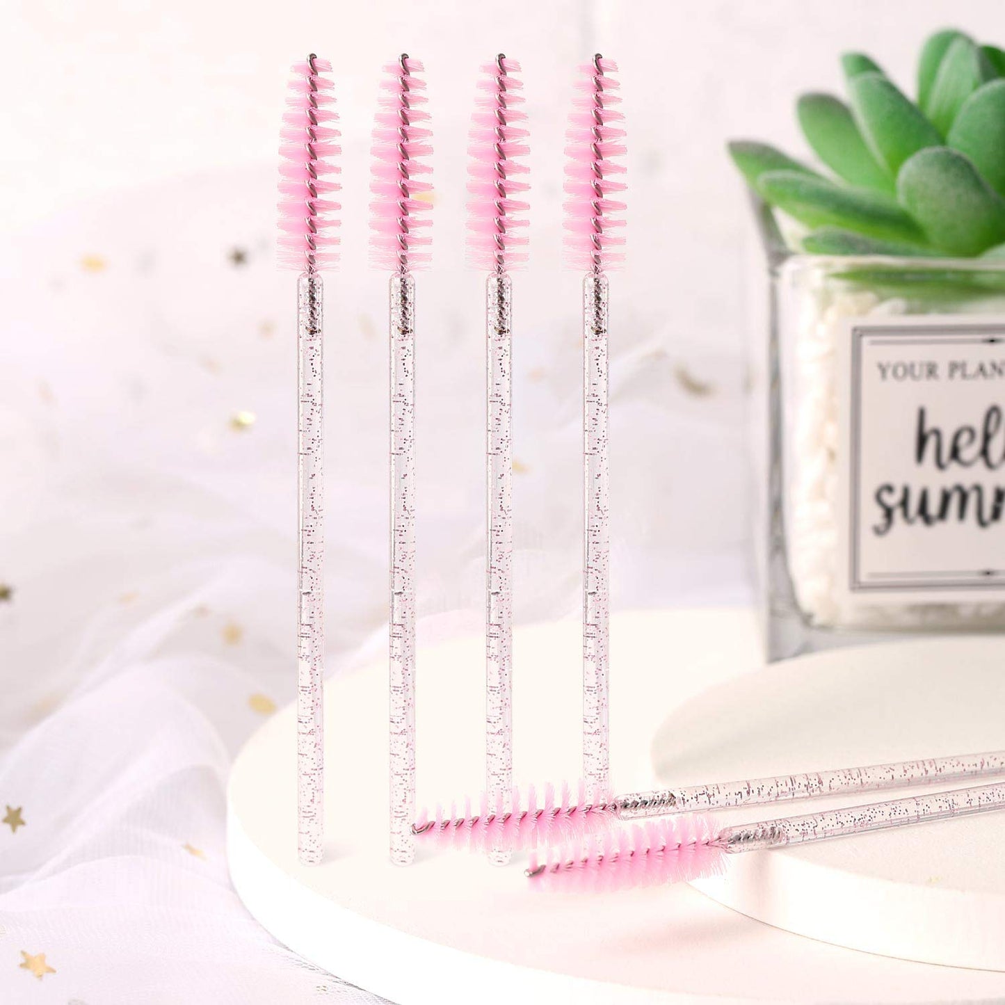 Tbestmax 1000 Disposable Mascara Wands Eyelash Brush Spoolies for Eyebrow Eye Lash Extension Pink-Velvo Beauty
