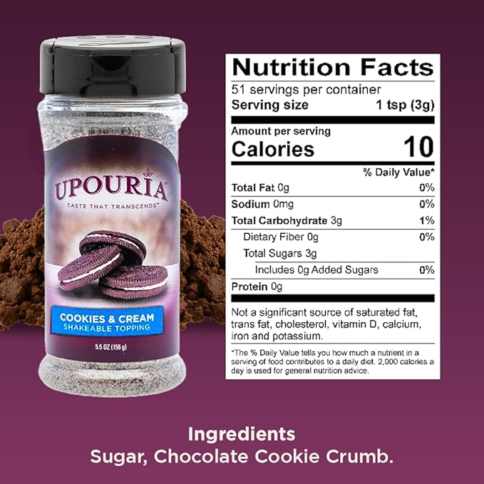 Upouria Cookies & Cream Coffee Topper, Vegan, Rich Flavor Enhancer for Coffee, Hot Chocolate, Ice Cream, 5.5oz-Velvo Beauty