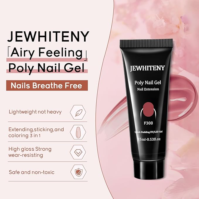 JEWHITENY 14 Colors Poly Extension Gel Nail Kit With U V Lamp Nude Pink White Brown All In One Poly Gel Starter Kit With Base Top Coat Manicure Salon Frence Nail Art DIY-Velvo Beauty