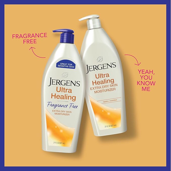 Jergens Ultra Healing Dry Skin Lotion, Hand and Body Moisturizer for Quick Absorption into Extra Dry Skin with Hydralucence Blend, Vitamins C, E and B5, White, 21 oz-Velvo Beauty