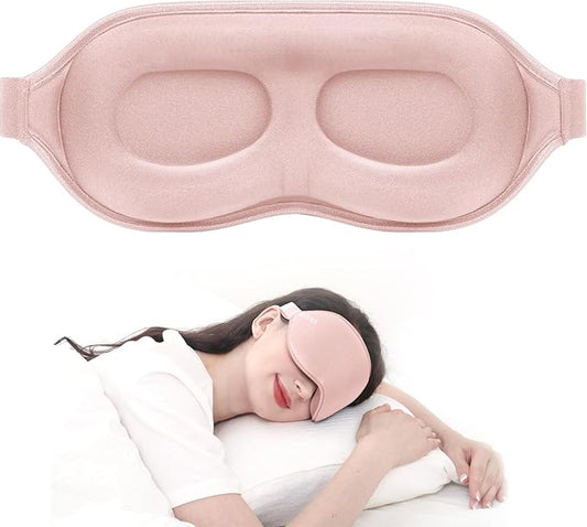 MZOO Luxury Sleep Mask for Back, Side Sleeper, Complete Light Blocking Sleeping Eye Mask Night Blindfold, 3D Zero Pressure & Spacious for Lash Extensions, Breathable Soft Eye Cover Flight Nap Travel-Velvo Beauty