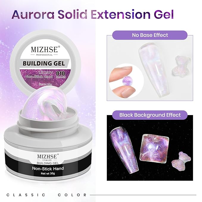 MIZHSE Solid Builder Gel for Nails - 30g/1oz Purple Mermaid Hard Gels for Nails 3D Gel with Dual Forms 3D Sculpting Pen Soak off U V Nail Builder Gels for Extension 3D Nail Art Women-Velvo Beauty