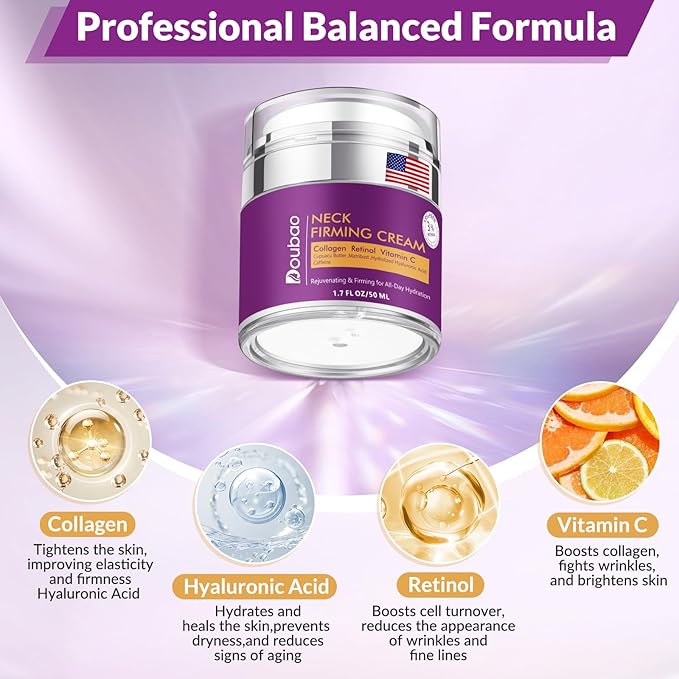 Advanced Neck Firming Cream – 3% Retinol & Hyaluronic Acid for Wrinkle Reduction, Lifting & Skin Tightening – Anti-Aging Moisturizer for Face, Neck & Décolleté – Deep Hydration, 3.4 FL（2 bottle）-Velvo Beauty