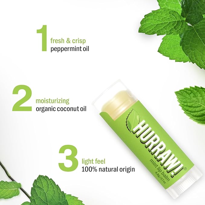 Hurraw! Mint Lip Balm, 2 Pack: Organic, Certified Vegan, Cruelty and Gluten Free. Non-GMO, 100% Natural Ingredients. Bee, Shea, Soy and Palm Free. Made in USA-Velvo Beauty