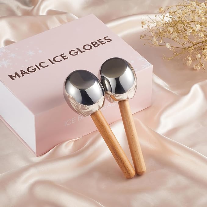 Ice Globes-Facial Skin Care Tools for Women,Ice Globes for Face-Unbreakable Steel Cooling Roller,Cryo Sticks for Face -Tighten Skin and Reduce Puffiness-Velvo Beauty