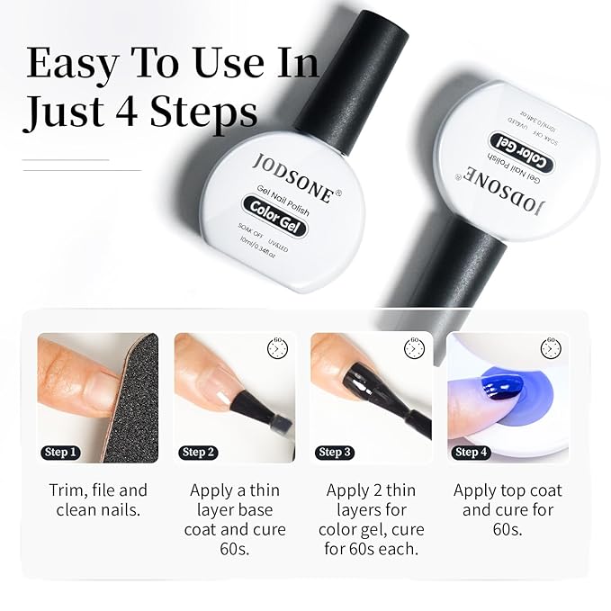 JODSONE 2Pcs Gel Nail Polish Set 10ml Black and White Gel Polish，Soak Off LED U V Nail Gel Manicure All Seasons Gel Polish Nail-Velvo Beauty