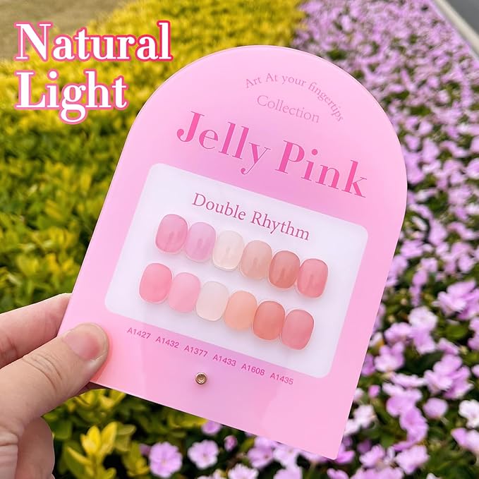 Double Rhythm 6 Pcs 15 ML Gel Polish Set Same Color Same Bottle Soak Off Gel Polish Kit Nail Art Manicure Salon DIY at Home for Women (Jelly Milky White Nude Pink Rose-T6-23)-Velvo Beauty