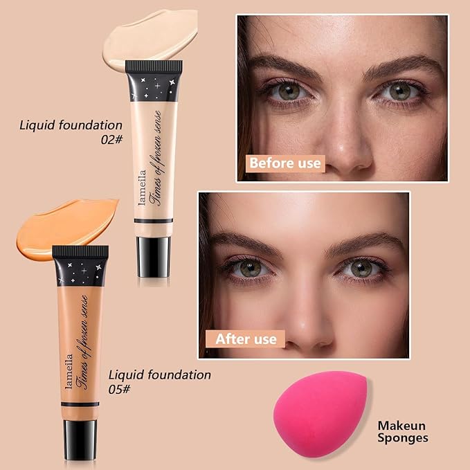 Makeup Kit for Teen Girls,All in One Makeup Kit for 2X16 Colors Eyeshadow Liquid Foundation Eyeliner Pencils Contouring Stick Lip Gloss Eyebrow Pencils 8Pcs Makeup Brushes etc (rainbow)-Velvo Beauty