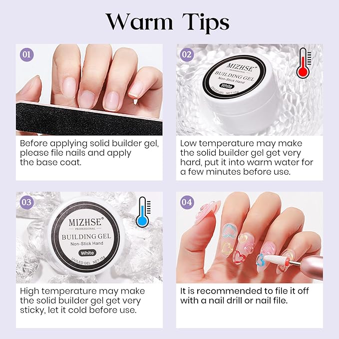 MIZHSE Solid Builder Gel, Non-Sticky White Sculpting Gel for Nails, 3D Nail Art Building Carving Modeling Hard Nail Extension Soak Off U V/LED Salon Home DIY 15g/0.5oz-Velvo Beauty