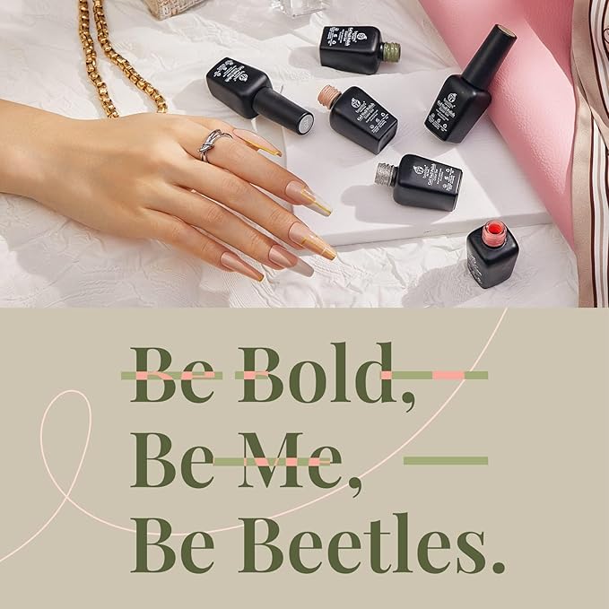 beetles Gel Polish Set 6 Colors Glitter Nude Coral Green Light Blue Gel Nail Polish Kit Soak off Uv Nail Salon Southern Belle-Velvo Beauty