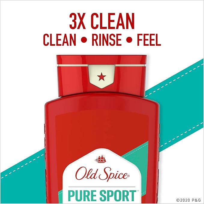 Old Spice Body Wash for Men, Pure Sport Scent, High Endurance, 33.4 fl oz (Pack of 4)-Velvo Beauty