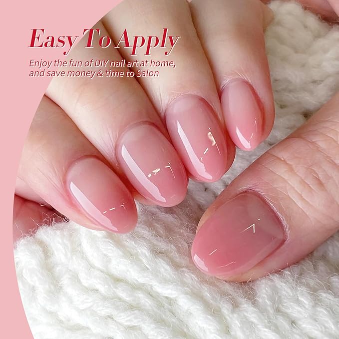 Born Pretty Gel Nail Polish Pink Nude Series,Jelly Transparent,Cat Magnetic Eye,Shimmer Glitter Holographic Pink Nude Gel Polish Kit for Salon Manicure and Nail Art DIY at Home 6Colors-Velvo Beauty