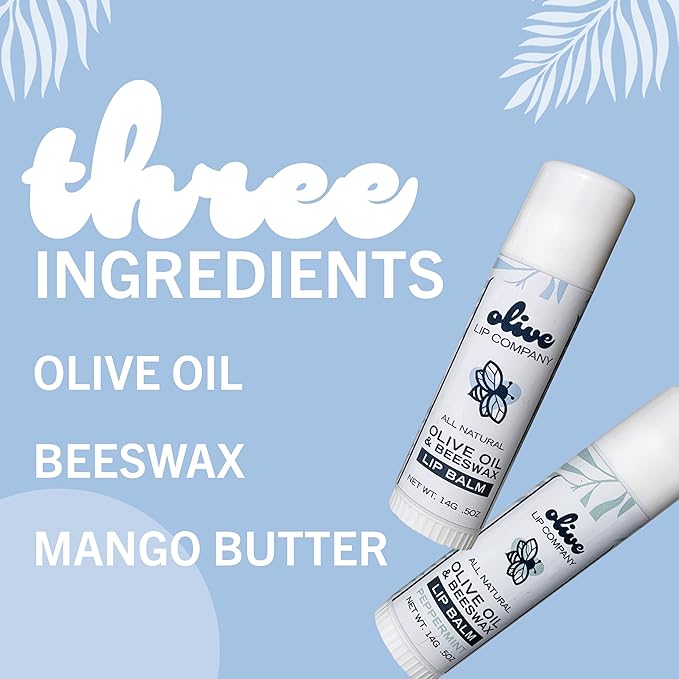 Hydrating Olive Oil and Peppermint Lip Balm with Mango Butter and Beeswax, 0.5 oz. Jumbo Tube, Clear Long Lasting Moisturizer for Dry, Cracked, Chapped Lips-Velvo Beauty