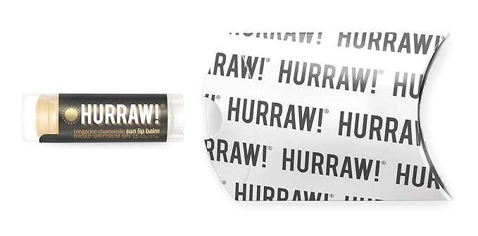 Hurraw! Sun Lip Balm (Zinc Oxide Protection, Broad Spectrum SPF 15, Tangerine, Chamomile): Organic, Certified Vegan, Gluten Free. Non-GMO, 100% Natural. Bee, Shea, Soy and Palm Free. Made in USA-Velvo Beauty