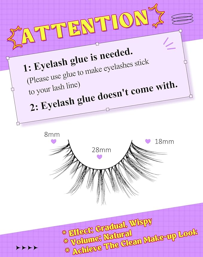 Onlyall Wispy Lashes - Natural Flared False Eyelashes, Soft Fluffy, 7 Pairs DK56-Velvo Beauty