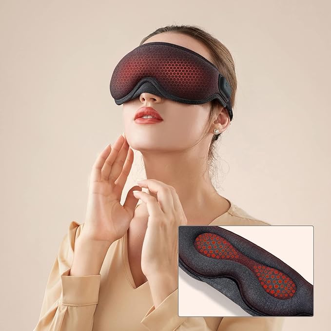 Cordless Heated Eye Mask, Dry Eye Mask, Type-C Eye Heating Pad, Portable Eye Warm Compress with 720mAh Battery Relieve for Dry Eyes, Stye-Velvo Beauty