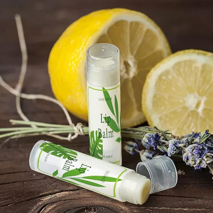 CRASPIRE Lip Balm Labels 80pcs Homemade Lip Balm Labels 2” Clear Lip Balm Labels for Tubes Printable Waterproof Lip Balm Stickers Labels for Lip Balm Handcream Candle Container（Leaves-Green）-Velvo Beauty