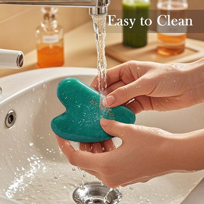 BESKAR Gua Sha Facial Tools, Natural Jade Stone Guasha Massager for Jawline Sculpting, Tighten Face Skin and Reduce Wrinkles, Face Eyes Body Neck Massage Tool, Skin Care Gift-Velvo Beauty