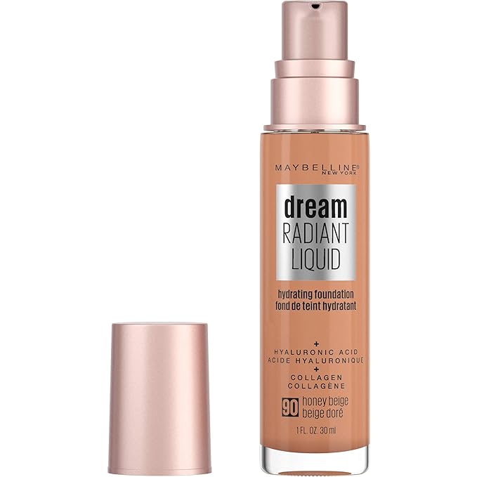 Maybelline Dream Radiant Liquid Medium Coverage Hydrating Makeup, Lightweight Liquid Foundation, Honey Beige, 1 Count-Velvo Beauty