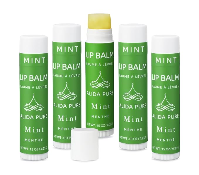 Mint Lip Balm Collection, Vegan Lip Balm Set, Beeswax Free, with Avocado Oil, Organic Jojoba Oil, and Vitamin E, Natural Moisturizer for Dry, Chapped Lips, 5 Tube Set-Velvo Beauty