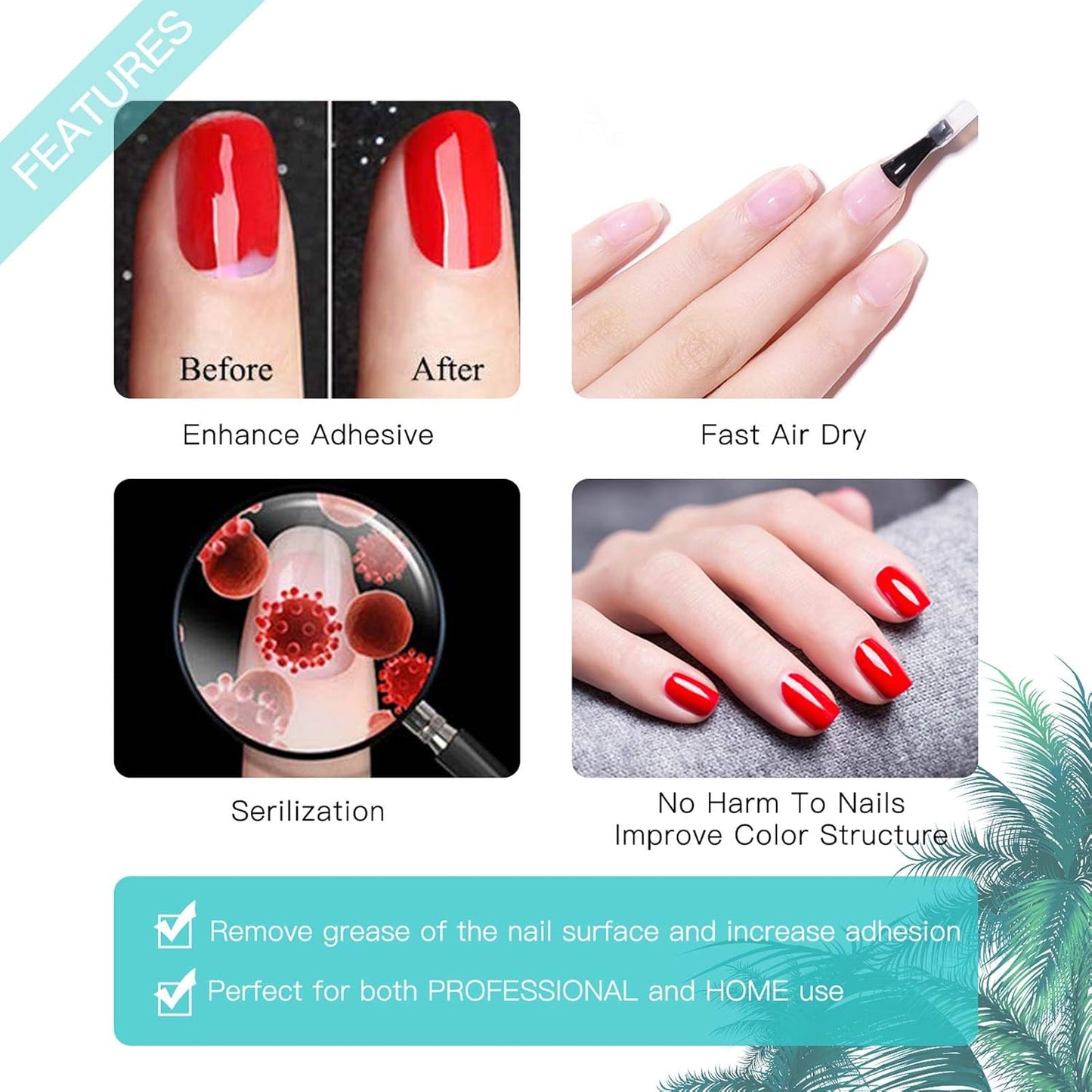 Gellen Nail Dehydrator and Nail Primer, Long-Lasting Air Dry (Acid Free) for Acrylic Powder and Gel Nail Polish, Superior Protein Bonding, 15ML / 0.5 oz Each-Velvo Beauty