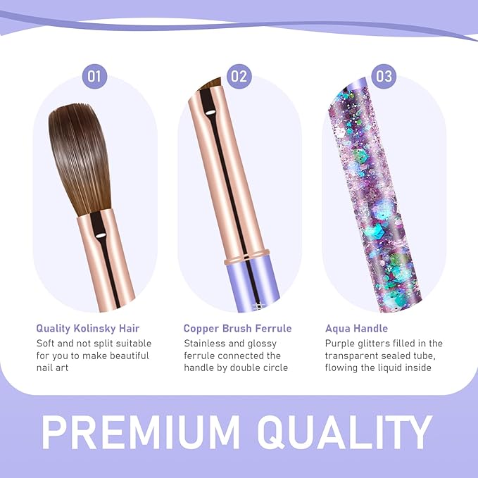 Acrylic Nail Brush Size #08, KEMEISI 100% Pure Kolinsky Nail Art Brushes Sturdy Handle Oval Shaped Acrylic Powder Nail Design Tools for Professional Manicure DIY Home Salon (Purple)-Velvo Beauty
