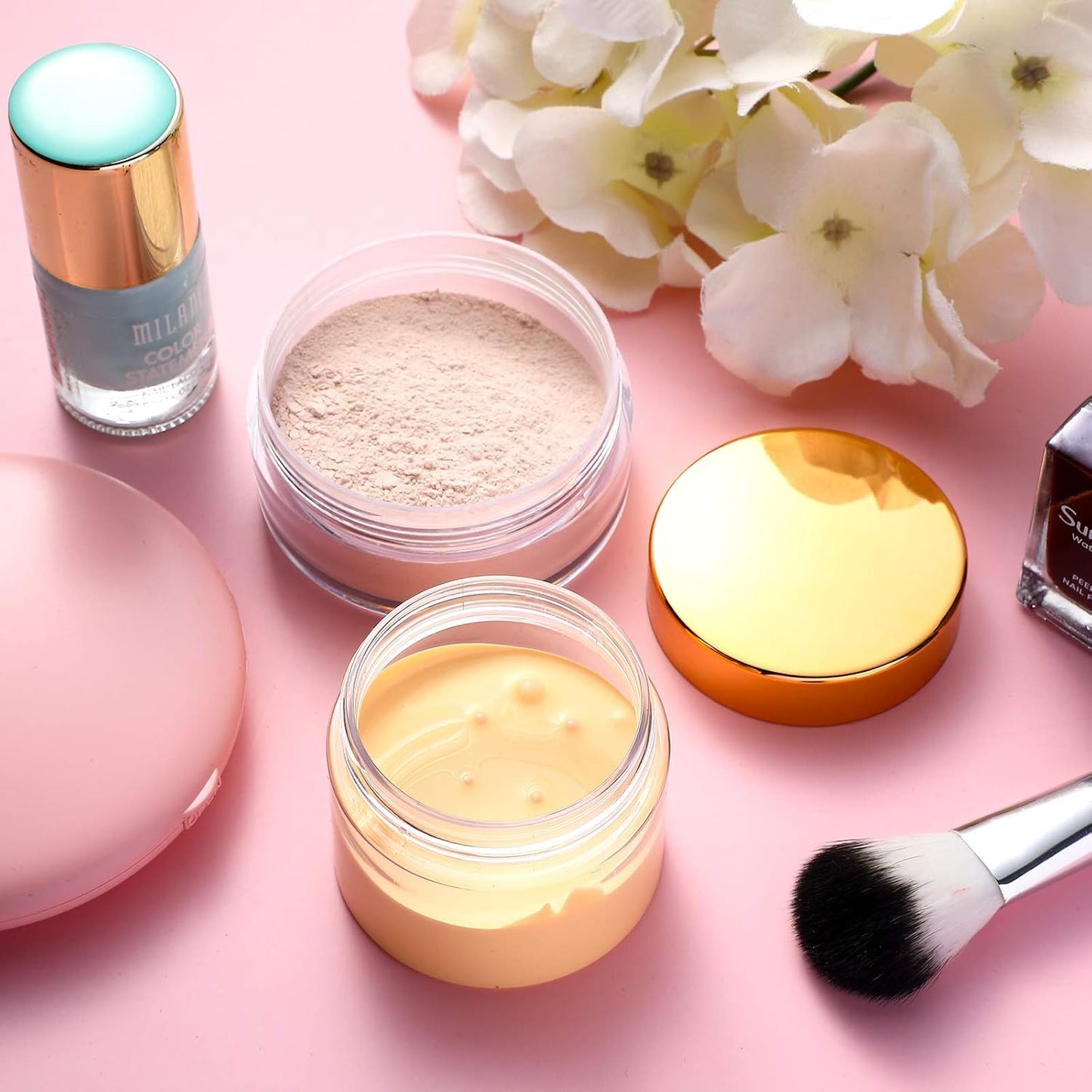 SATINIOR 100 Pcs Plastic Jars with Lids Small Containers Lids Wide Mouth Small Plastic Containers for Lotion Cream Rhinestones Body Butters Travel Storage(4 oz,Gold)-Velvo Beauty