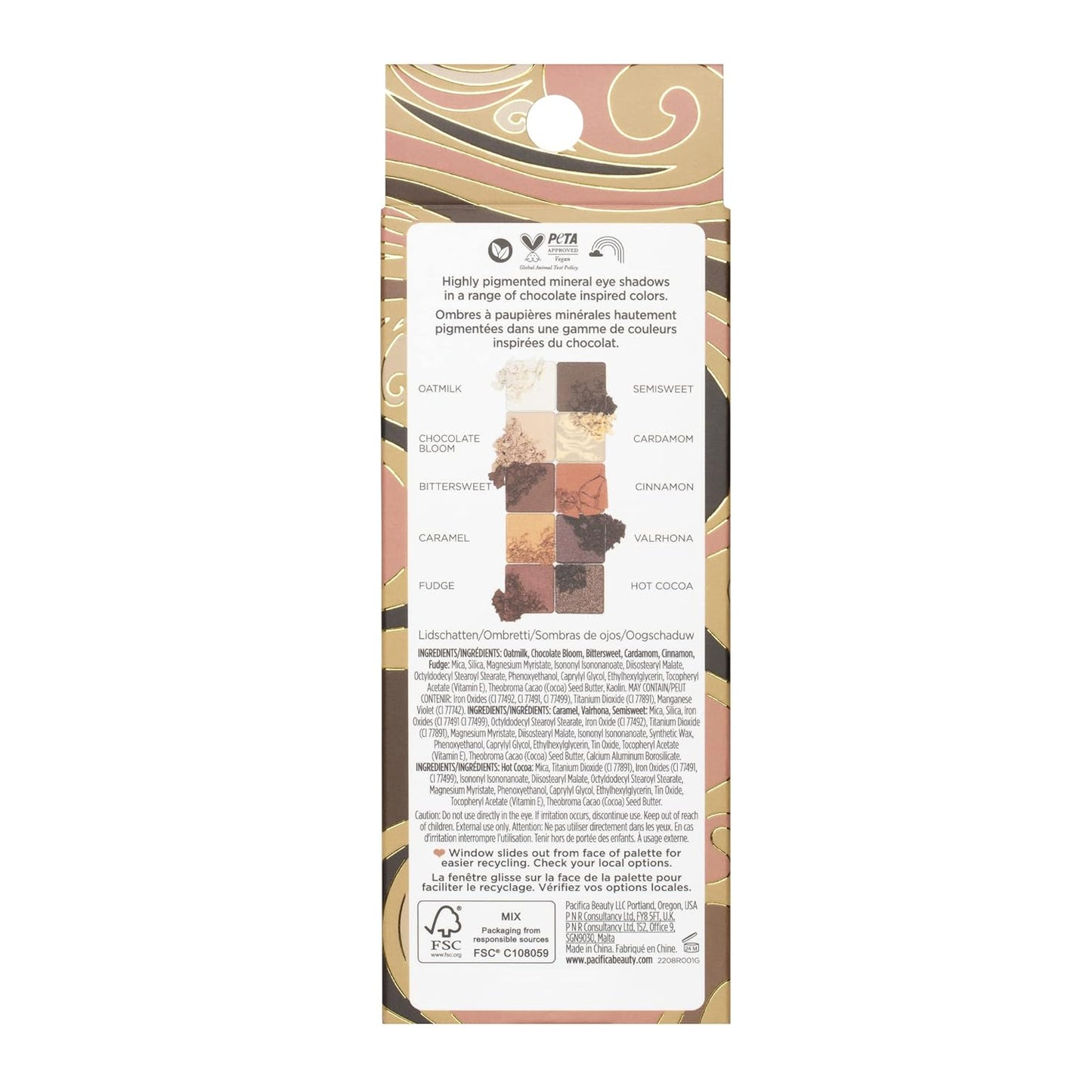 Pacifica Cocoa Nudes Mineral Eyeshadow Palette – 10 Shades Eye Makeup Naked Mineral Eye Shadow - Earth-Tone Rich Chocolate & Praline Neutral Talc-Free Highly Pigmented Cocoa Butter Clean Beauty Vegan-Velvo Beauty