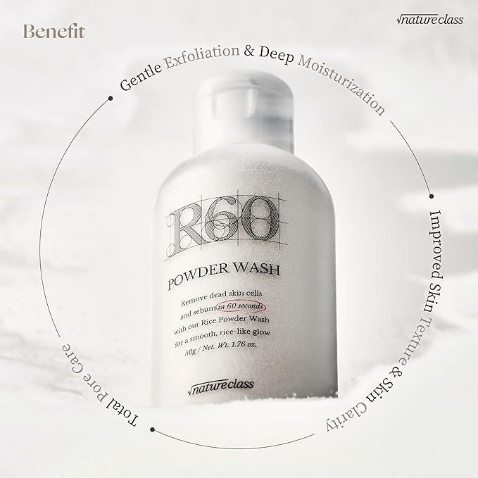 R60 Rice Enzyme Powder Face Wash Cleanser – Exfoliating, Deep Cleansing, Removes Pore Impurities for Soft Radiant Skin, Korean Skincare1.76oz-Velvo Beauty
