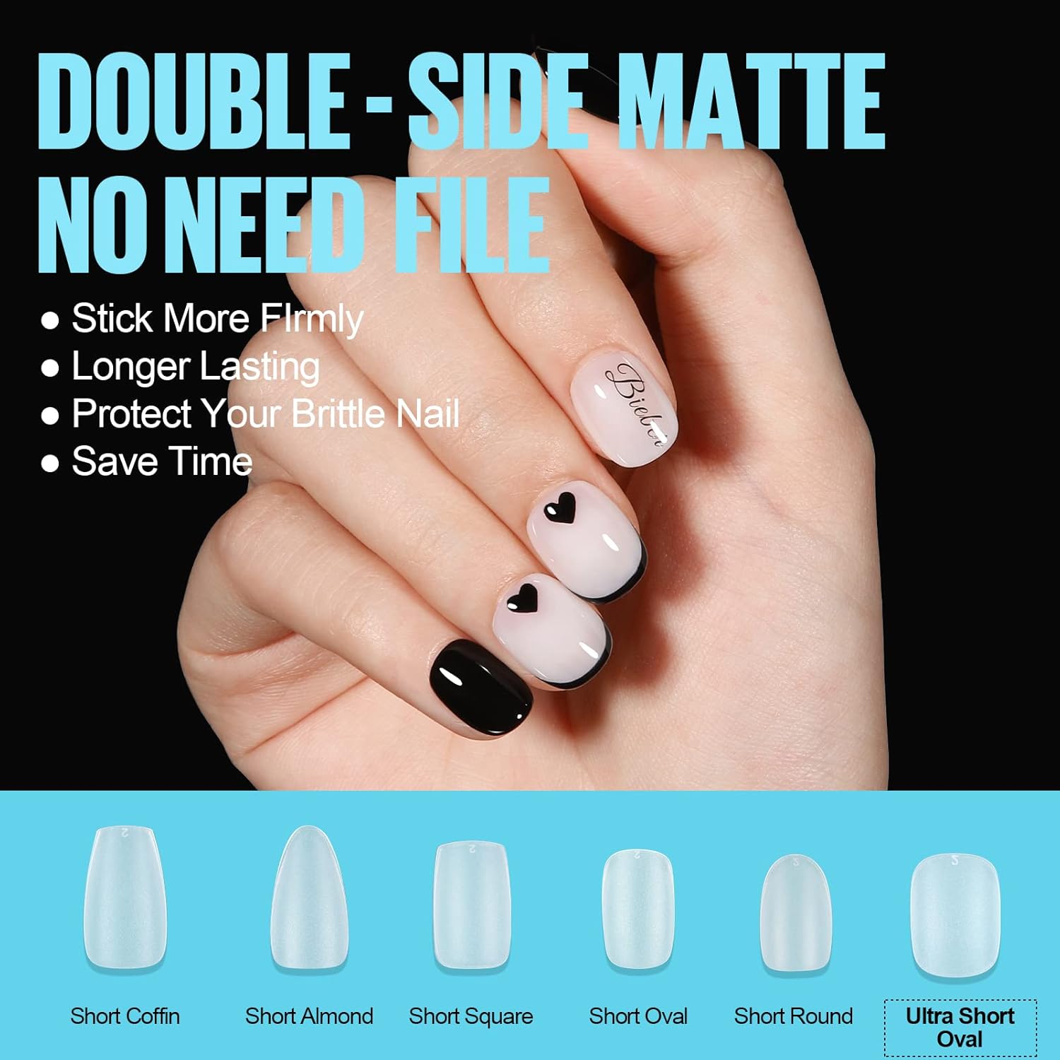 TOMICCA Extra Short Oval Nail Tips - 450Pcs Acrylic Nail Tips, 15 Sizes Fake Gel Tips, Double-sided Matte Full Cover Gel Tips for Nail Extensions-Velvo Beauty