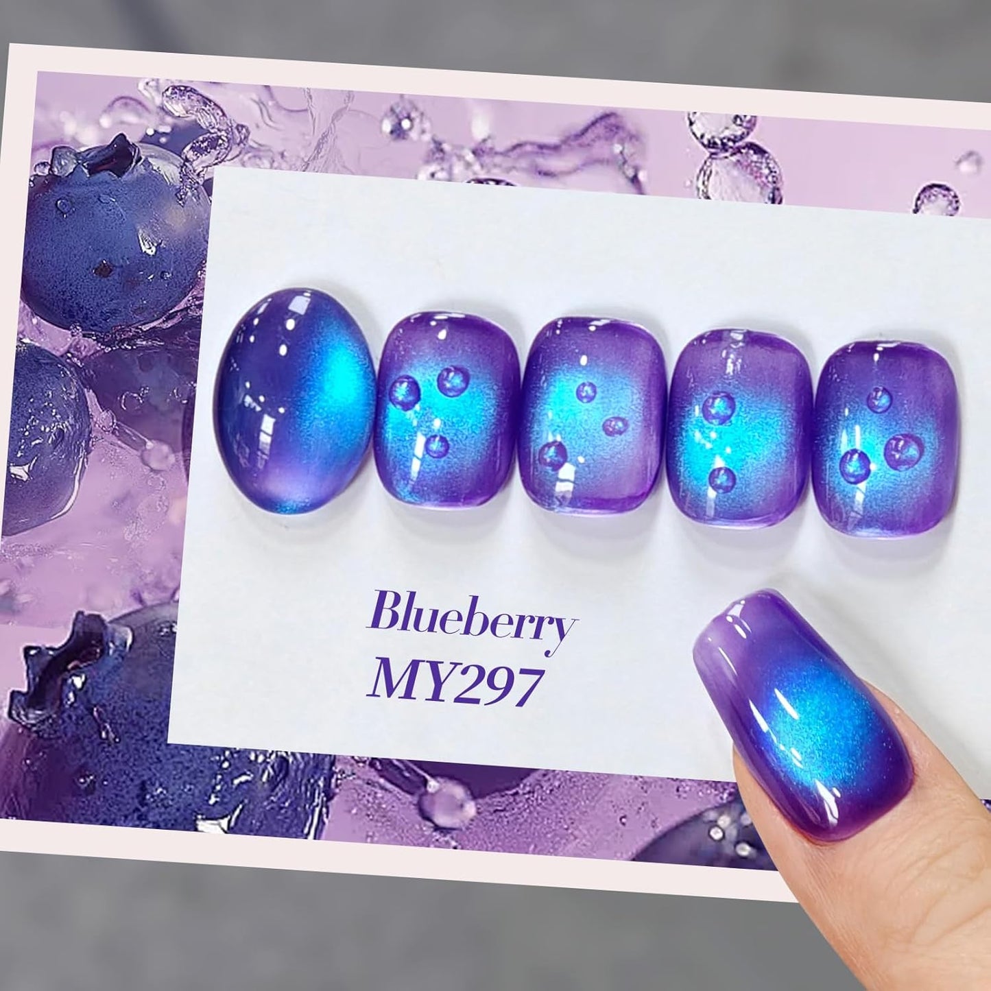 BORN PRETTY Cat Magnetic Eye Gel Nail Polish,Indigo To Violet Gradient Magnetic Gel Polish Blueberry Cat Magnetic Eye Gel Manicure Nail Art DIY 15ml-Velvo Beauty