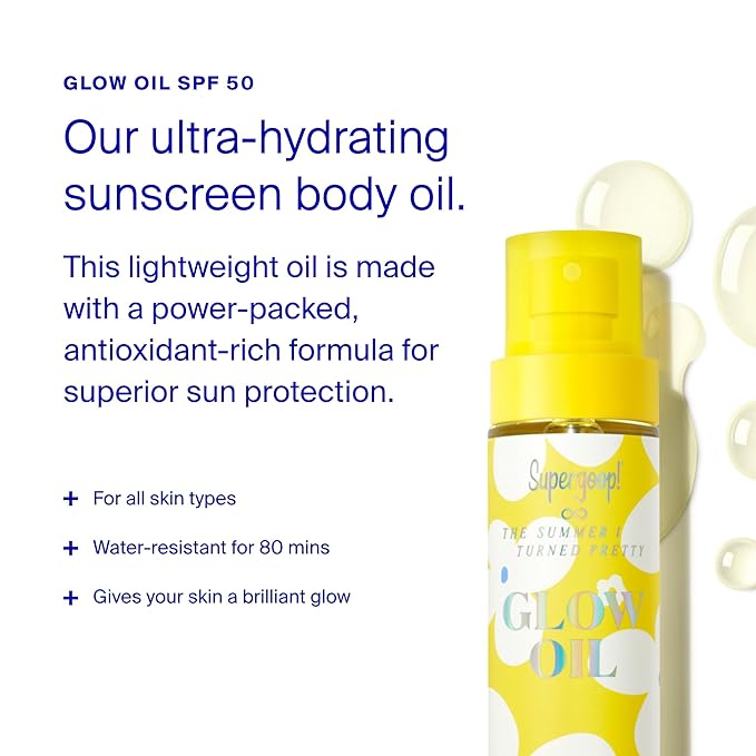 Supergoop! x The Summer I Turned Pretty Summer Glow-Up SPF Set - Includes Glowscreen SPF 40, Glow Oil SPF 50 & Butterfly Hair Clip-Velvo Beauty