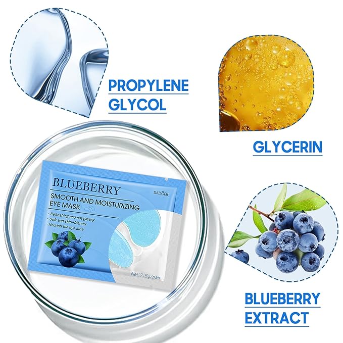 Under Eye Patches- 28 Pairs Blueberry Collagen Eye Mask Eye Patches for Reducing Puffy Eyes and Dark Circles, Anti Aging Gel Eye Pads Under Eye Mask, Blue-Velvo Beauty