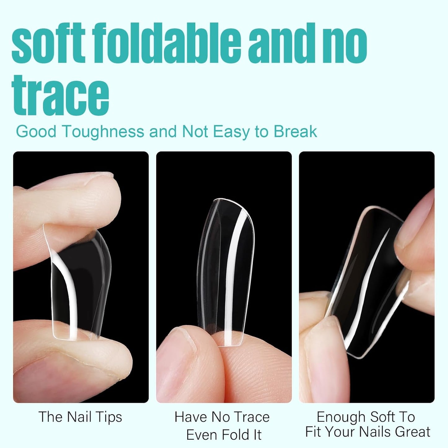 TOMICCA Short Square Nail Tips, 504Pcs Clear Press on Nails Square Full Cover Nail Tips Clear False Press on Nails, Soft Tips for Gel Nail Extension DIY Nail Salon 12 Sizes-Velvo Beauty