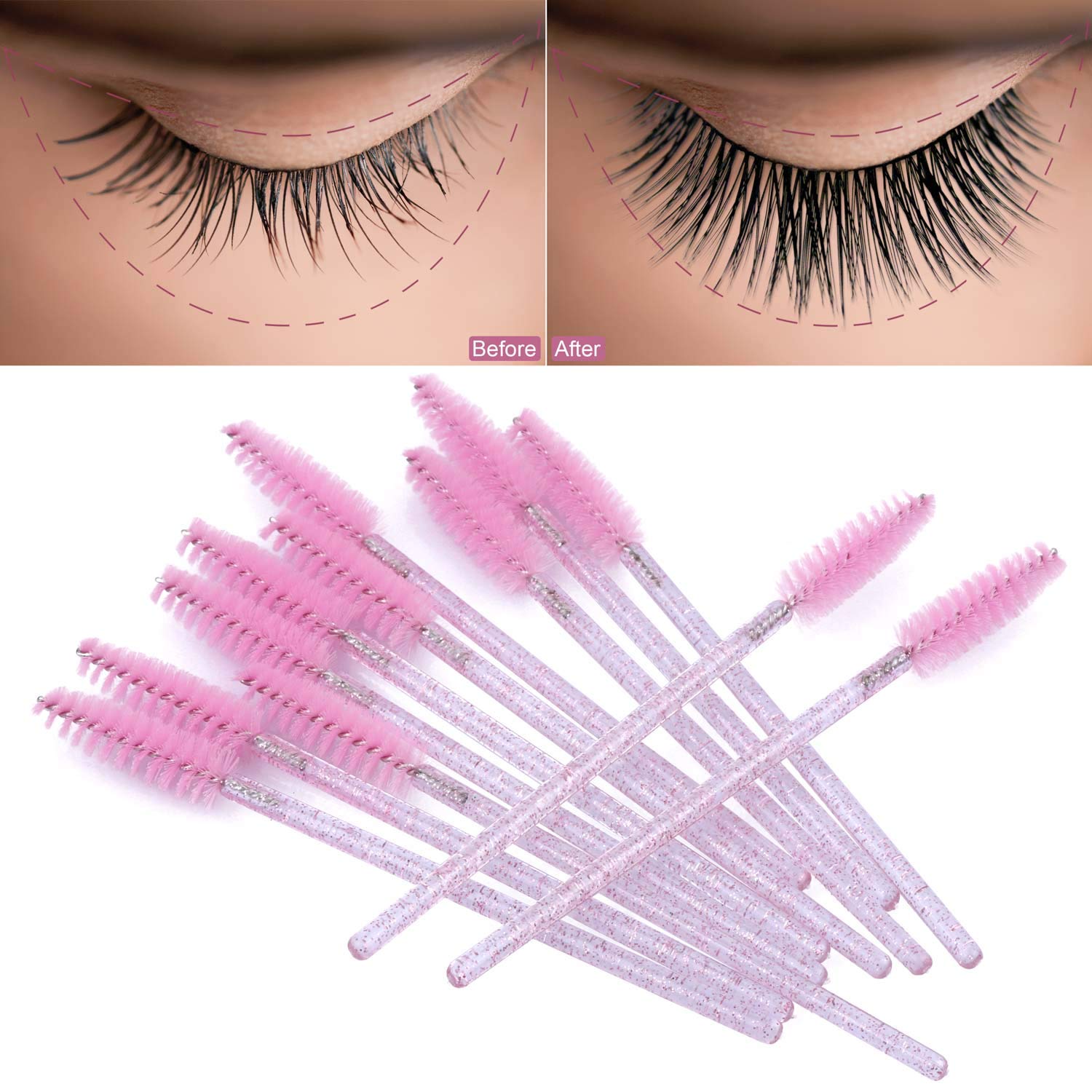 Tbestmax 1000 Disposable Mascara Wands Eyelash Brush Spoolies for Eyebrow Eye Lash Extension Pink-Velvo Beauty