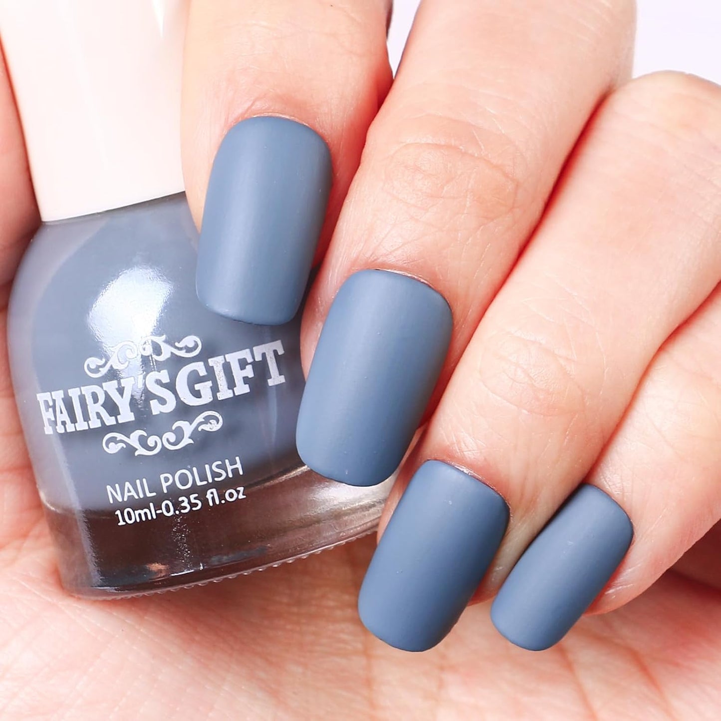 Matte Nail Polish Air Dry Nail Lacquer for Nail Art Varnish, Mist Effect Matte Finish Velvet Nail Polish, 0.35 fl oz (Grey-blue-23, 10 ML)-Velvo Beauty
